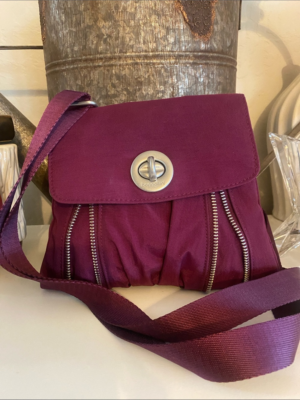 NWNT Baggallini Tokyo Mini Crossbody Bag ▪ Purple Plum Nylon purse